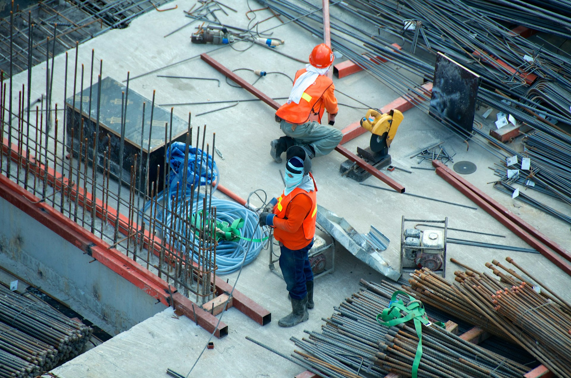 Active Commercial Construction Site & Crane at Twilight